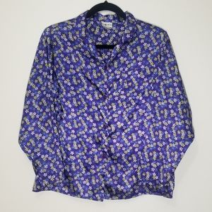 Vintage The Limited Floral Button Up Purple Shirt